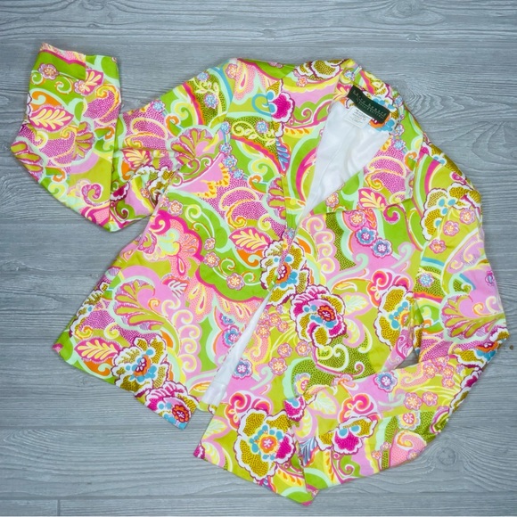 Harve Benard Jackets & Blazers - Harve Benard Womens Lined Blazer Multicolor Cotton Blend Jacket Sz 12 shirt top